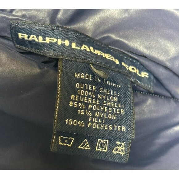 Polo Ralph Lauren Golf Women’s Size Large Reversible Puffer Vest Navy Blue Gold - Picture 10 of 13